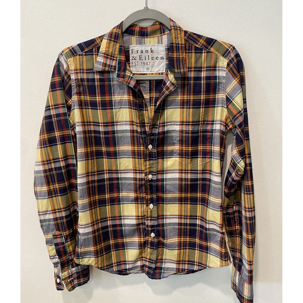 Frank and Eileen blue yellow plaid Barry shirt Size XS - Picture 6 of 10